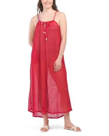 Knit Cinched Halter Maxi Cover-up for Women | Polyester/Spandex Product Image