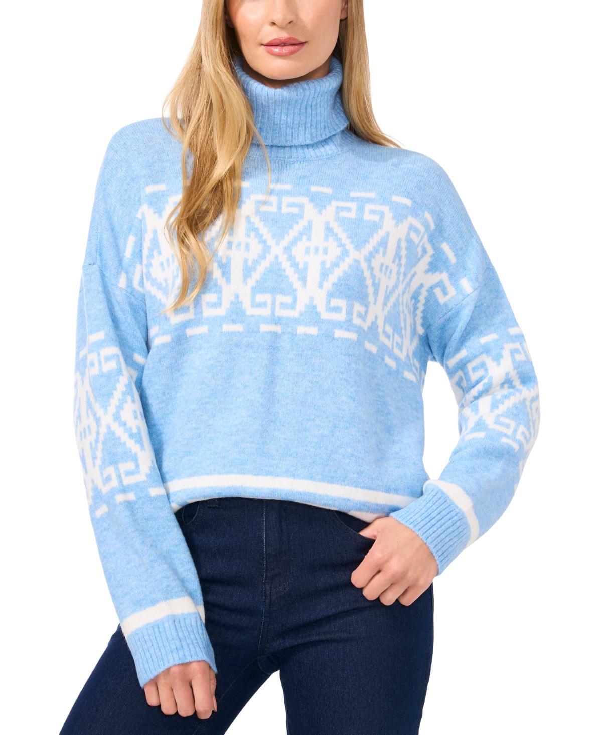 CeCe Womens Fair Isle Turtleneck Sweater Product Image