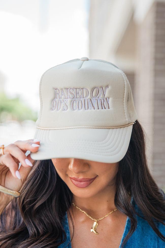 Raised On 90s Country Tan Trucker Hat Product Image