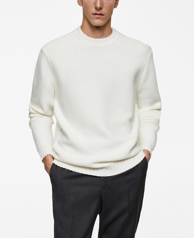 MANGO MAN - Knitted sweater with ribbed details off whiteMen Product Image