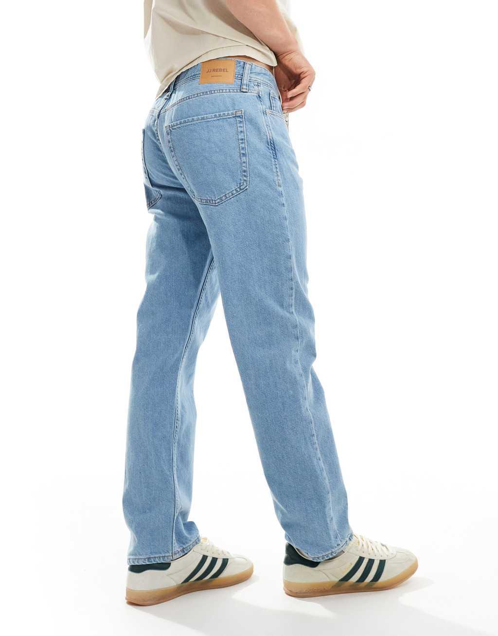 JJ Rebel ryan straight jeans in mid blue wash  Product Image