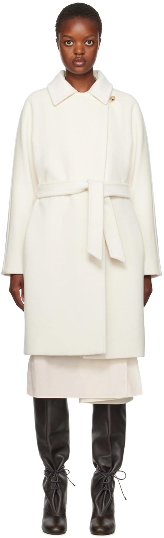 'estella' Virgin Wool And Cashmere Coat In Bianco Product Image