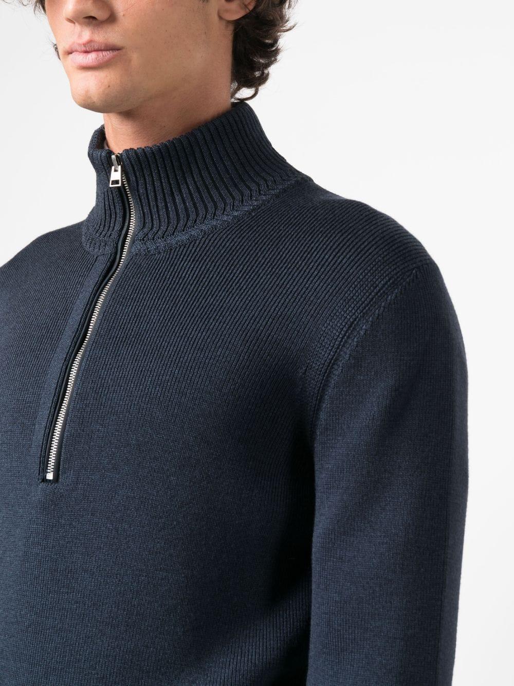 Wool-blend Half-zip Sweater In Blue Product Image