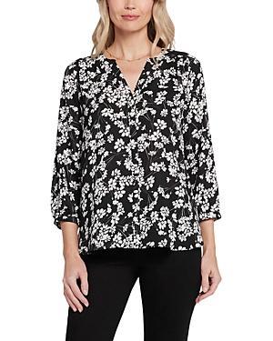 Nydj Three Quarter Sleeve Printed Pintucked Back Blouse Product Image