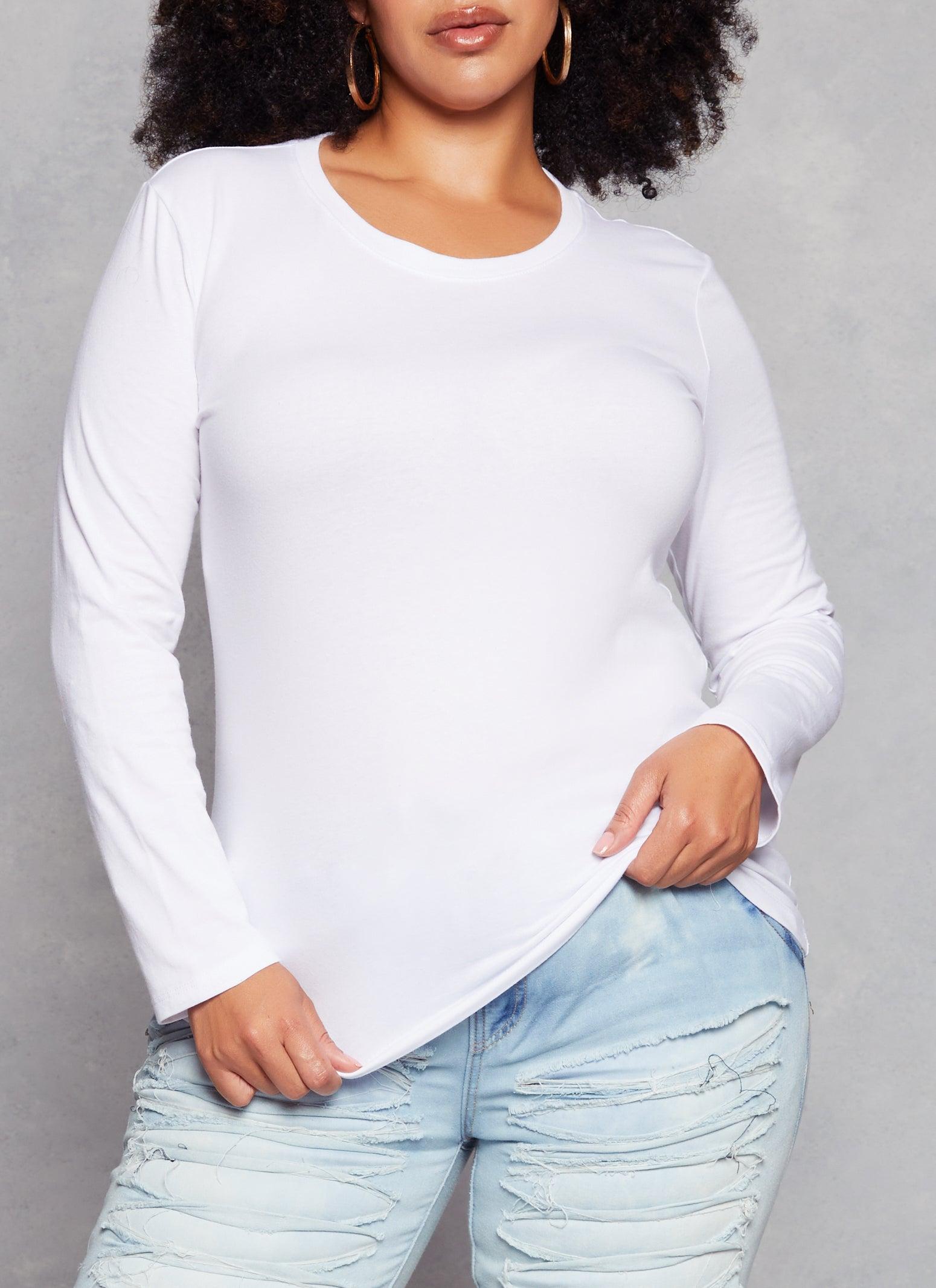 Womens Plus Size Ambiance Long Sleeve Basic T Shirt Product Image