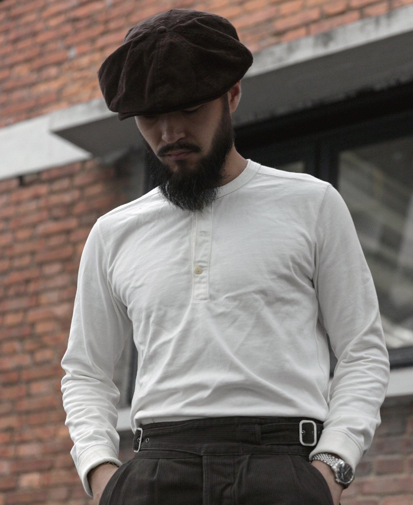 Vintage Long Sleeve Henley Shirt - White Product Image