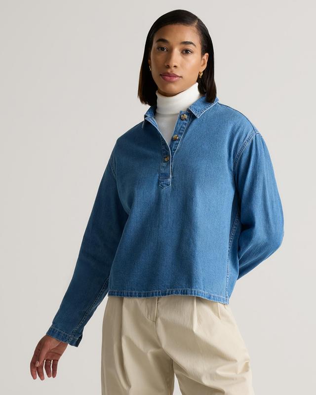 Distressed Denim Popover Shirt Product Image