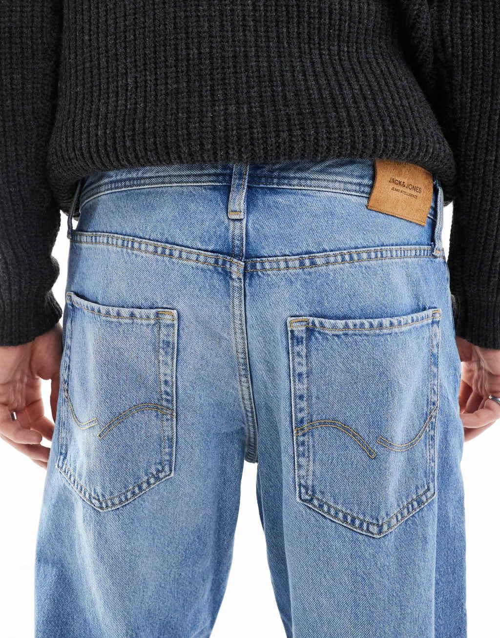 Jack & Jones mark cropped straight jean in mid blue wash  Product Image