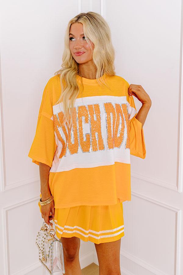 It's a Touch Down Sequin Oversized Tee in Orange Product Image