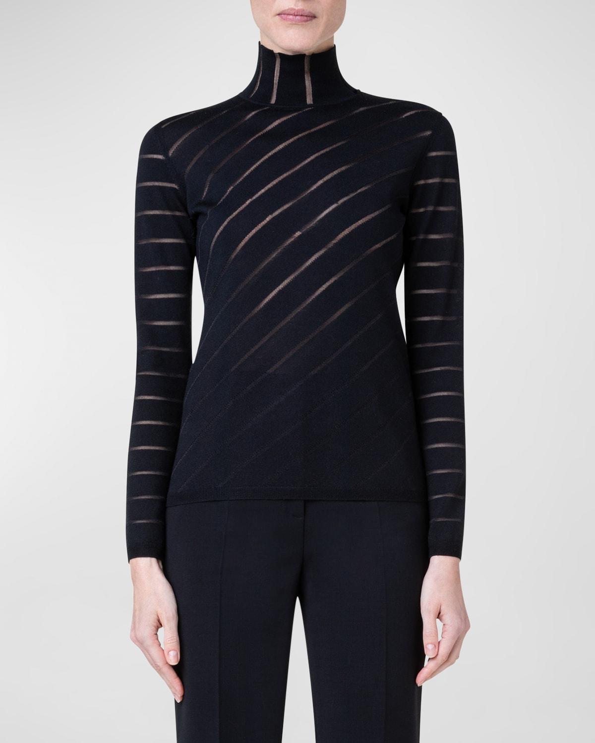 Akris Diagonal Stripe Virgin Wool & Silk Sweater Product Image