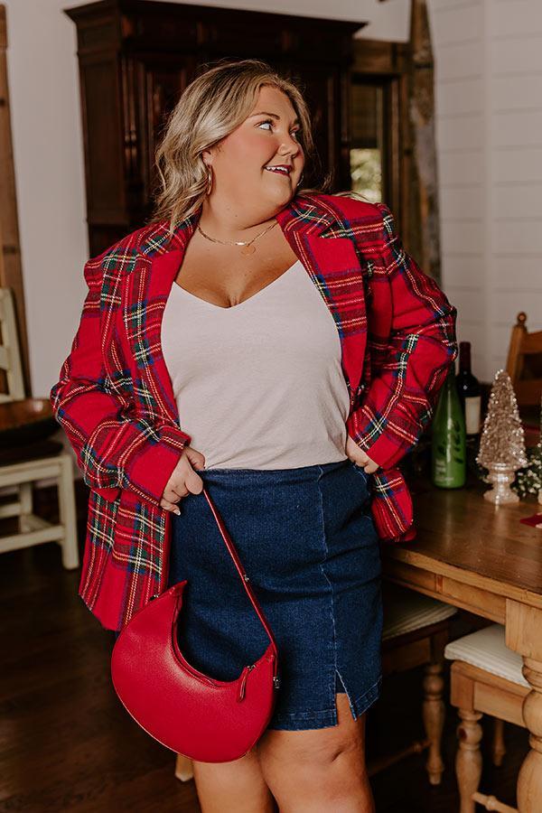 Cheerful Smile Plaid Blazer Curves Product Image