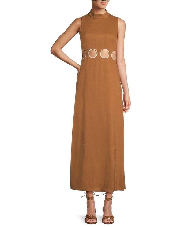 Antonio Melani x M.G. Style Jen Mock Neck Linen Blend Circle Cut Out Maxi Dress Product Image