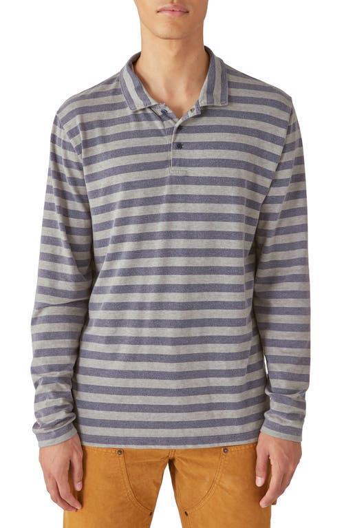 Lucky Brand Stripe Long Sleeve Cotton Polo Product Image