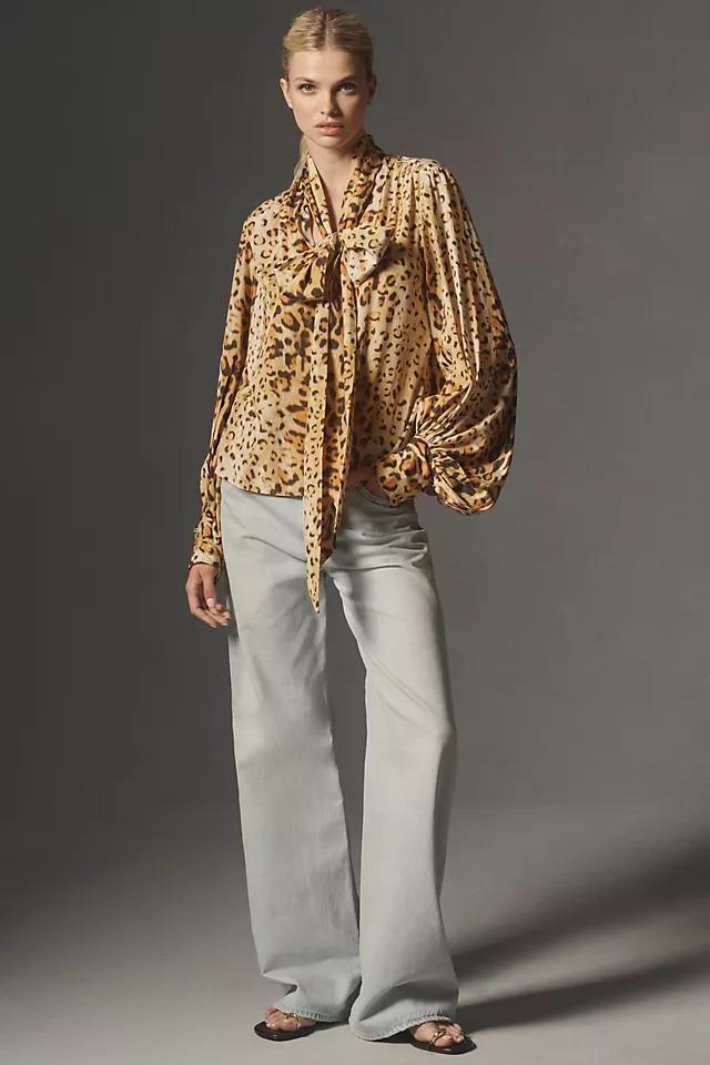 Let Me Be Animal Print Tie-Neck Blouse Product Image