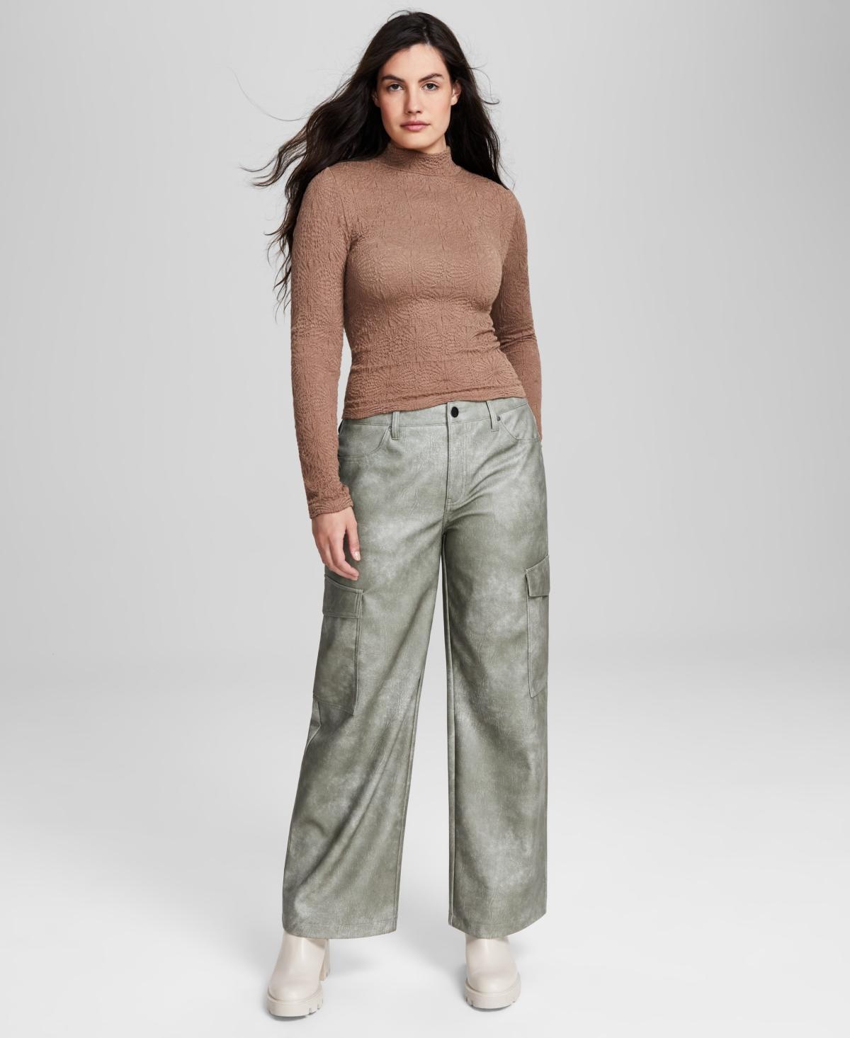 And Now This Womens Faux-Leather High-Rise Cargo Pants, Created for Macys product image