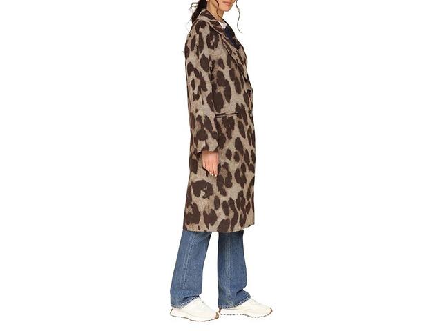 Avec Les Filles Leopard Print Relaxed Walker Coat (Brown Leopard) Women's Coat Product Image