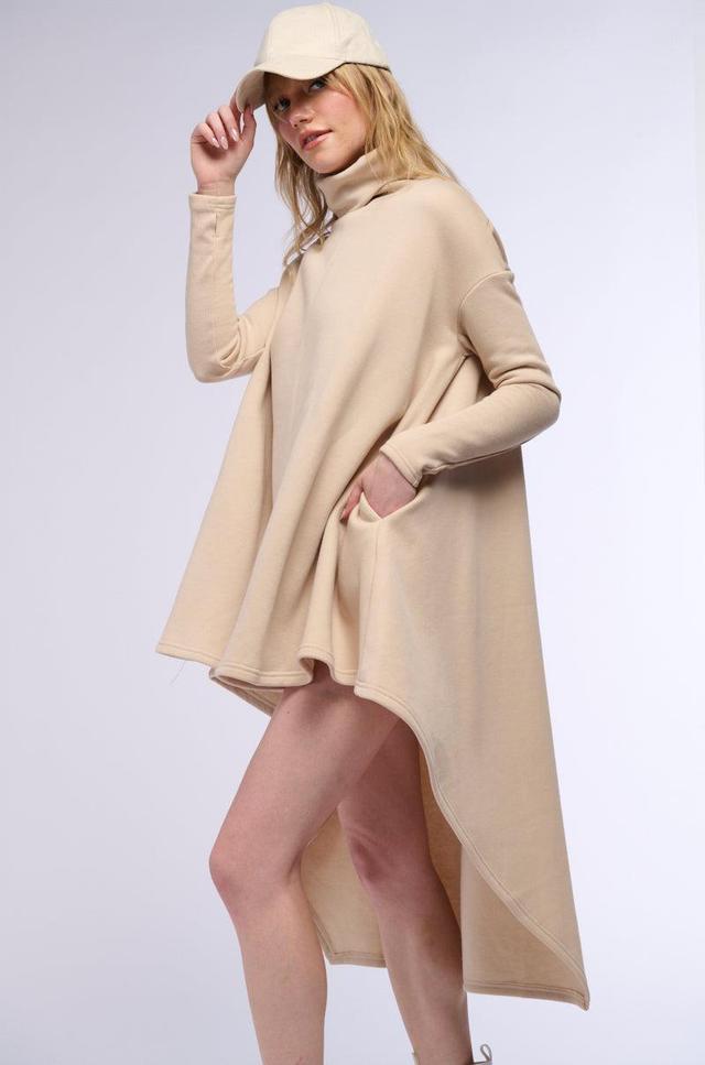 LADIE TURTLENECK HIGH LOW SWEATSHIRT DRESS Product Image