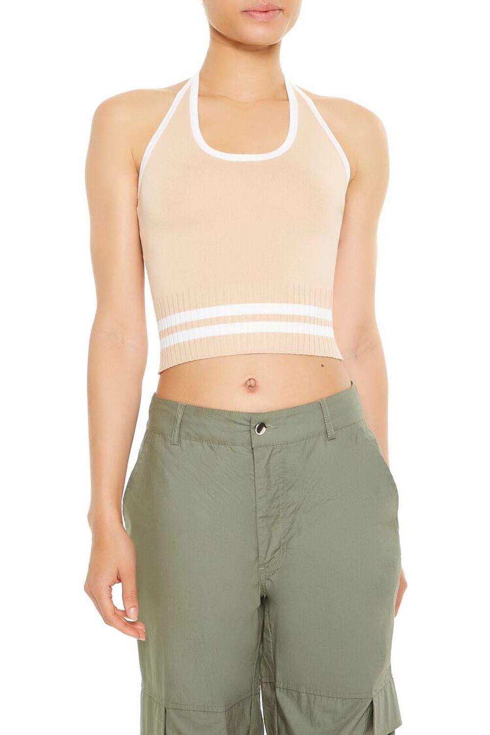 Sweater-Knit Striped Halter Top | Forever 21 Product Image