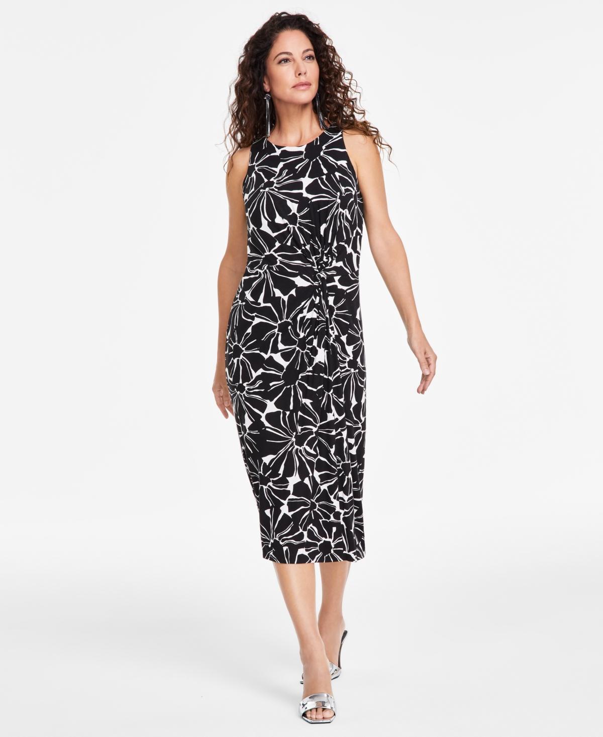 I.n.c. International Concepts Womens Printed Twist-Front Midi Dress, Created for Macys Product Image