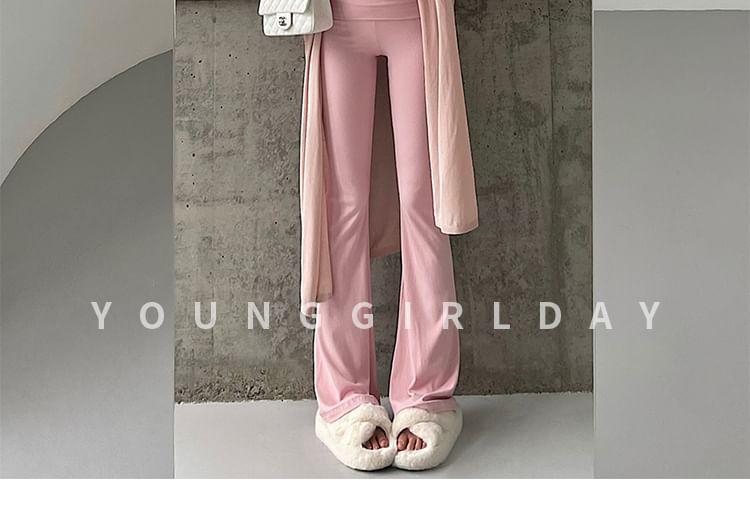 High Rise Plain Flared Pants Product Image