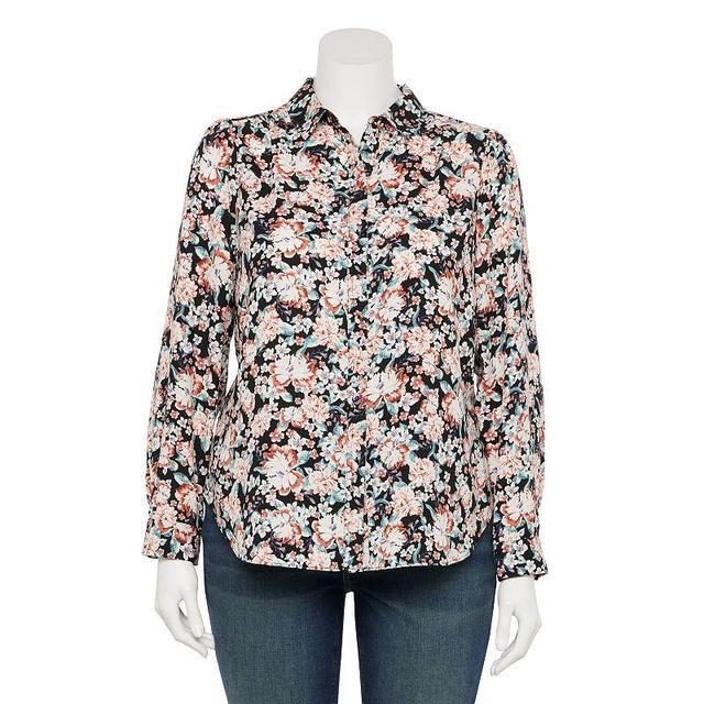 Plus Size LC Lauren Conrad Button Front Shirt, Womens Product Image