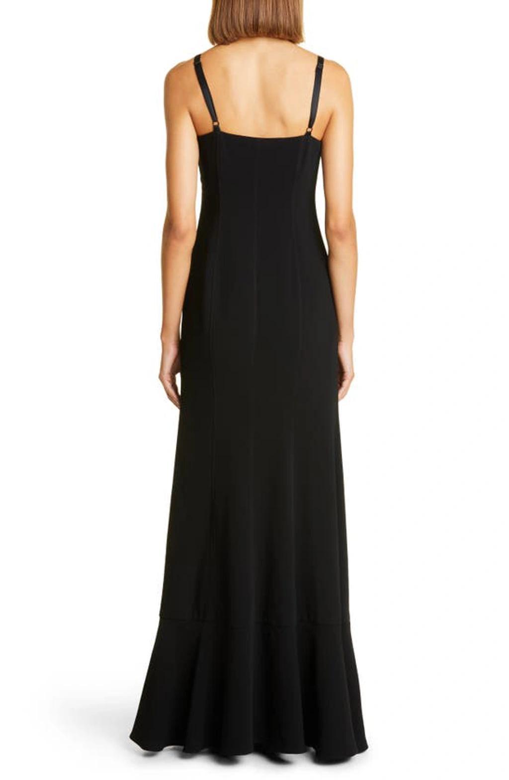 Dilan Cascading Ruffle Slit Gown In Black Product Image