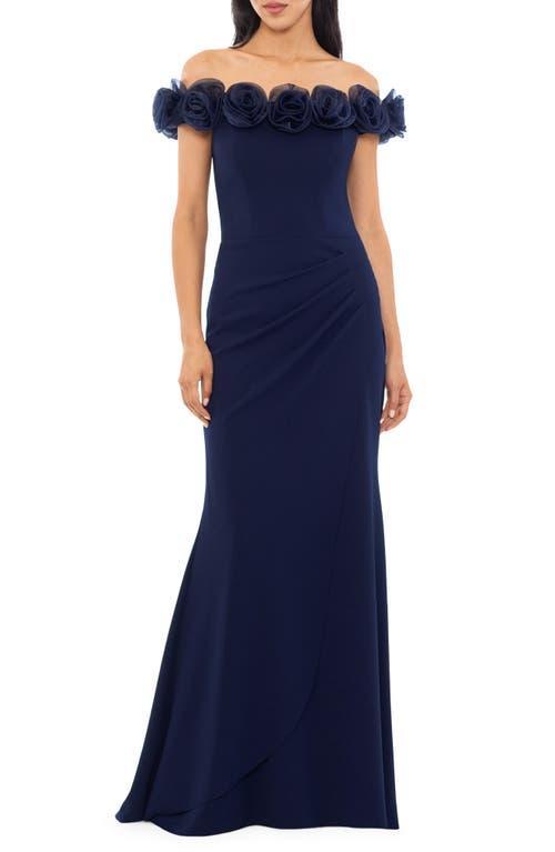 Xscape Evenings Floral Appliqu Off the Shoulder Gown Product Image