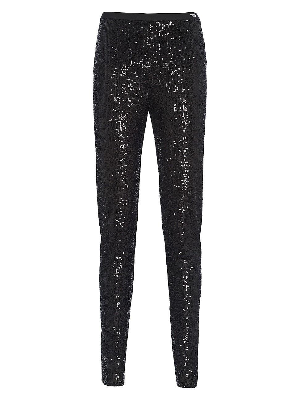 Womens Sequined Stretch Pants Product Image