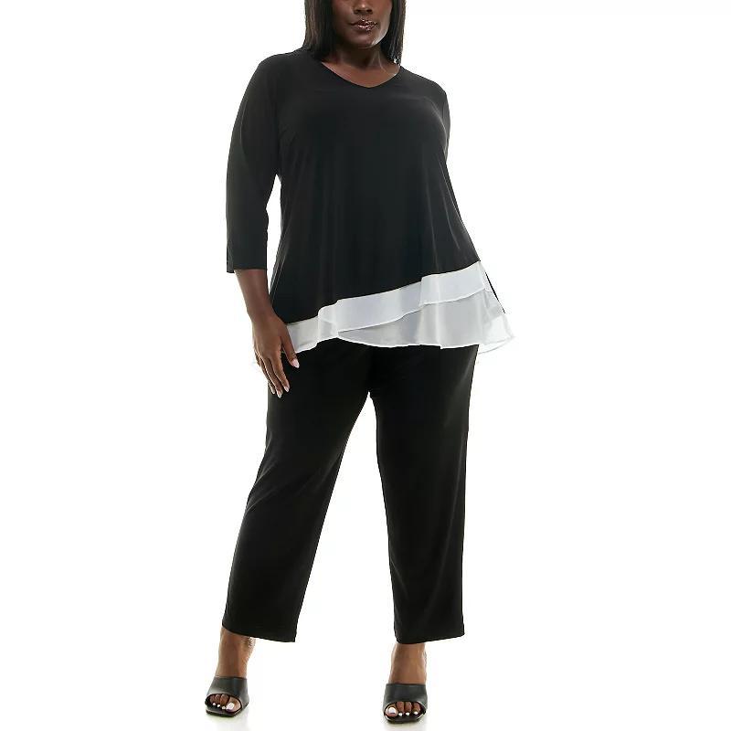 Womens Nina Leonard 2-Piece Tulip Hem Top & Pants Set Product Image