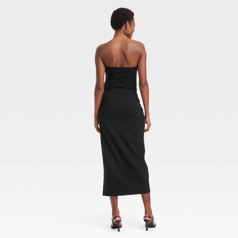 Women's Knit Midi Dress - A New Day™ Black S Product Image