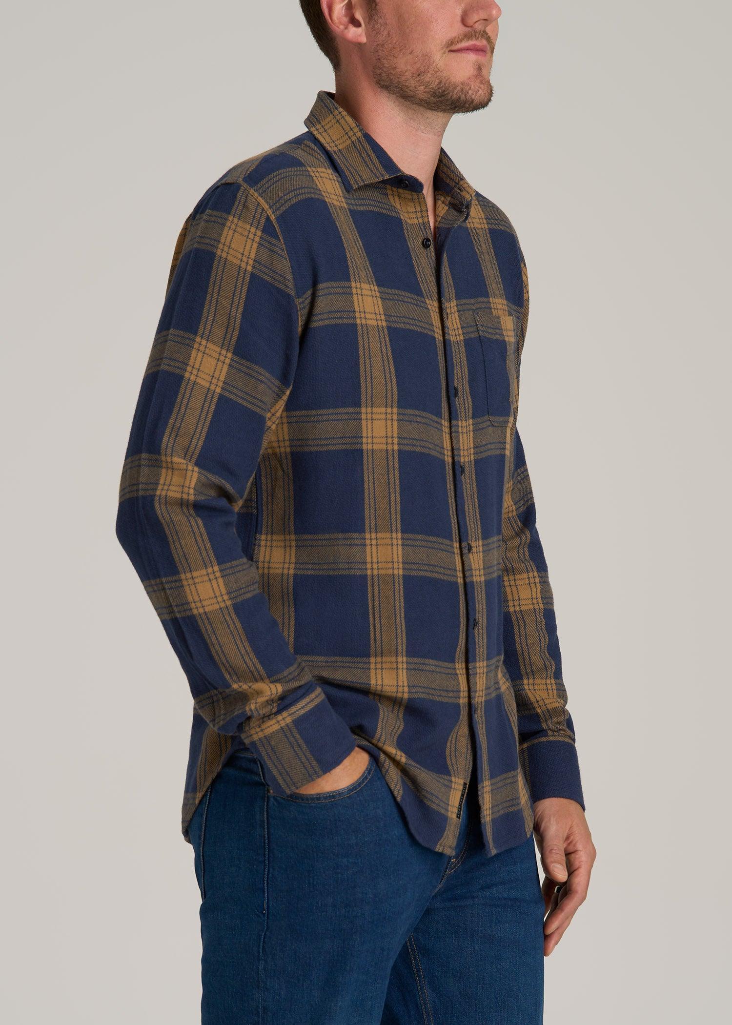 Nelson Flannel Shirt for Tall Men in Blue Tartan Product Image