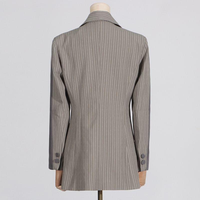 Pinstriped Double-Breasted Blazer Product Image