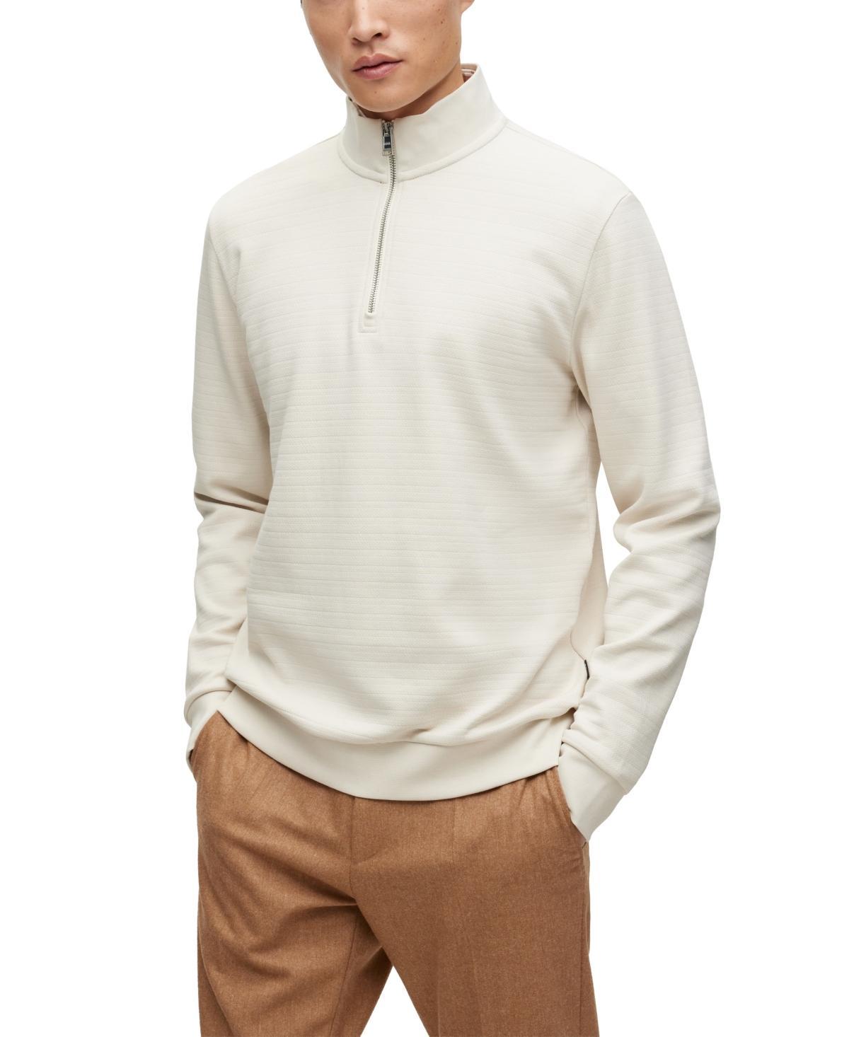 Mens Zip-Neck Sweatshirt In Mercerized Cotton Jacquard Product Image