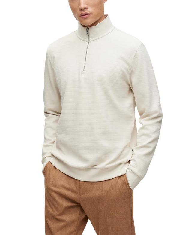 Mens Zip-Neck Sweatshirt In Mercerized Cotton Jacquard Product Image