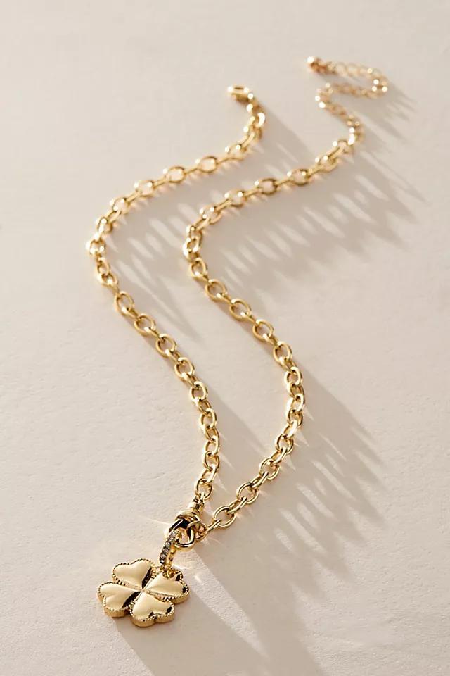 14k Gold Plated Clover Charm Necklace Product Image