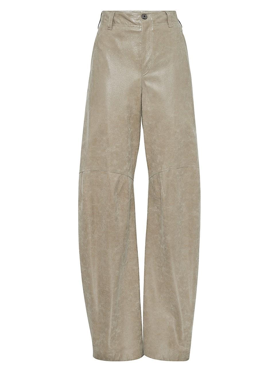 Metallic Suede Curved Wide-Leg Trousers Product Image