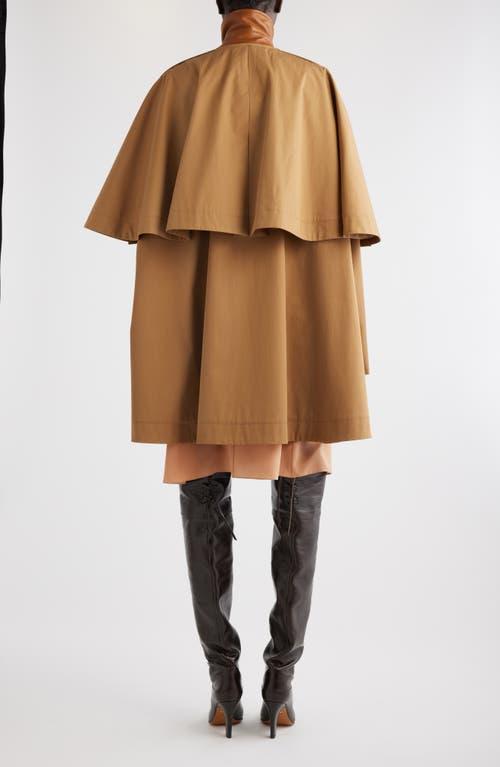 Layered Cape Collar Sleeves Mid-length Coat In Brown Product Image