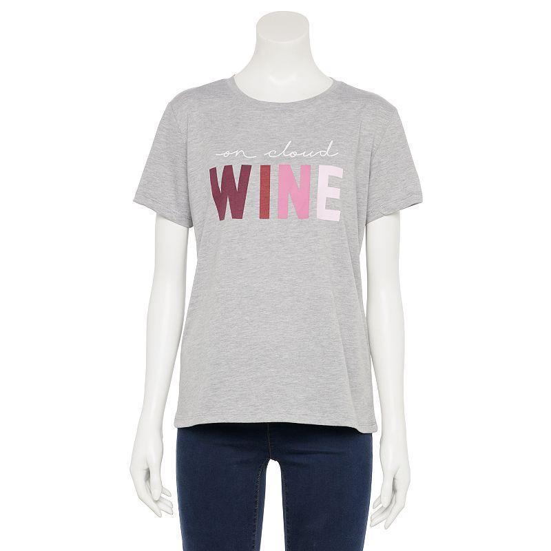 Womens On Cloud Wine Graphic Tee, Girls Grey Gray Product Image