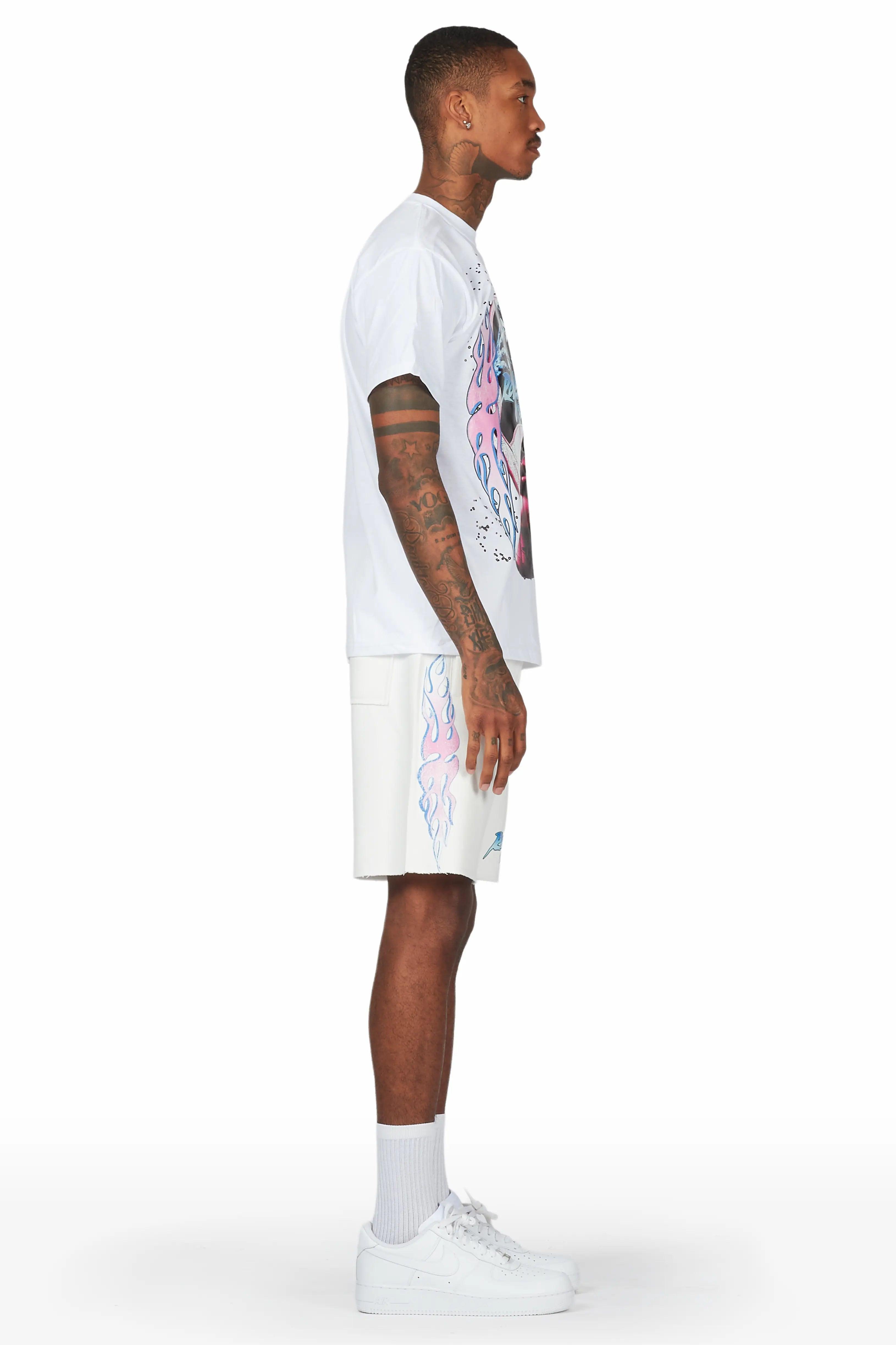 Fume White T-Shirt Short Set Male Product Image