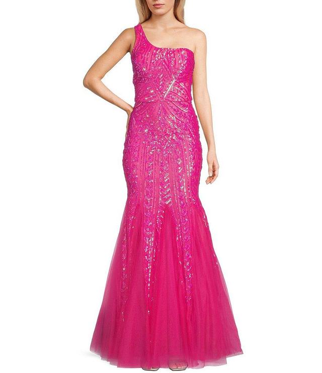 B. Darlin One Shoulder Sequin Mermaid Gown Product Image