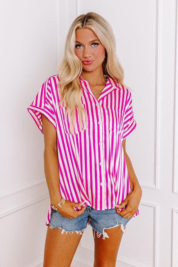 Horizon Light Satin Button Up in Fuchsia Product Image