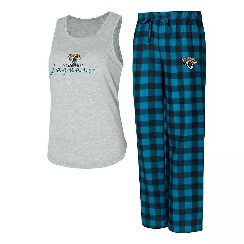 Womens Concepts Sport Gray/Teal Jacksonville Jaguars Petition Tank Top and Pants Sleep Set Product Image