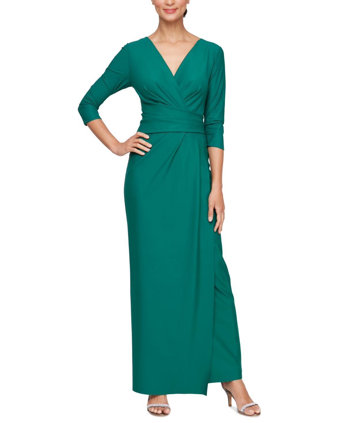 Alex Evenings Womens Surplice-Neck 3/4-Sleeve Gown product image