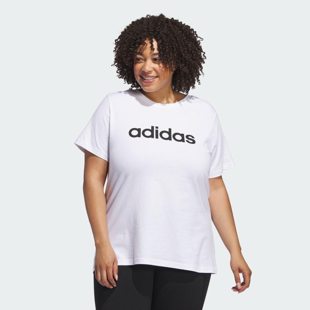 adidas Linear Logo Tee (Plus Size) White 2X Womens Product Image