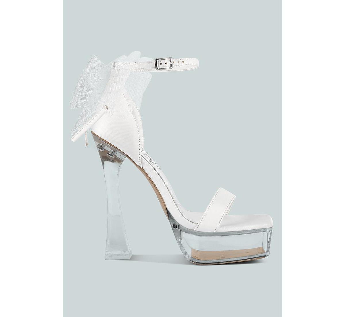 Womens Kiri Satin Clear High Heeled Bow Sandals Product Image