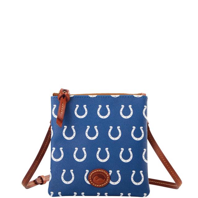 Dooney & Bourke Womens NFL Colts Small North South Top Zip Crossbody Coated Cotton Shoulder Bag in Blue Product Image