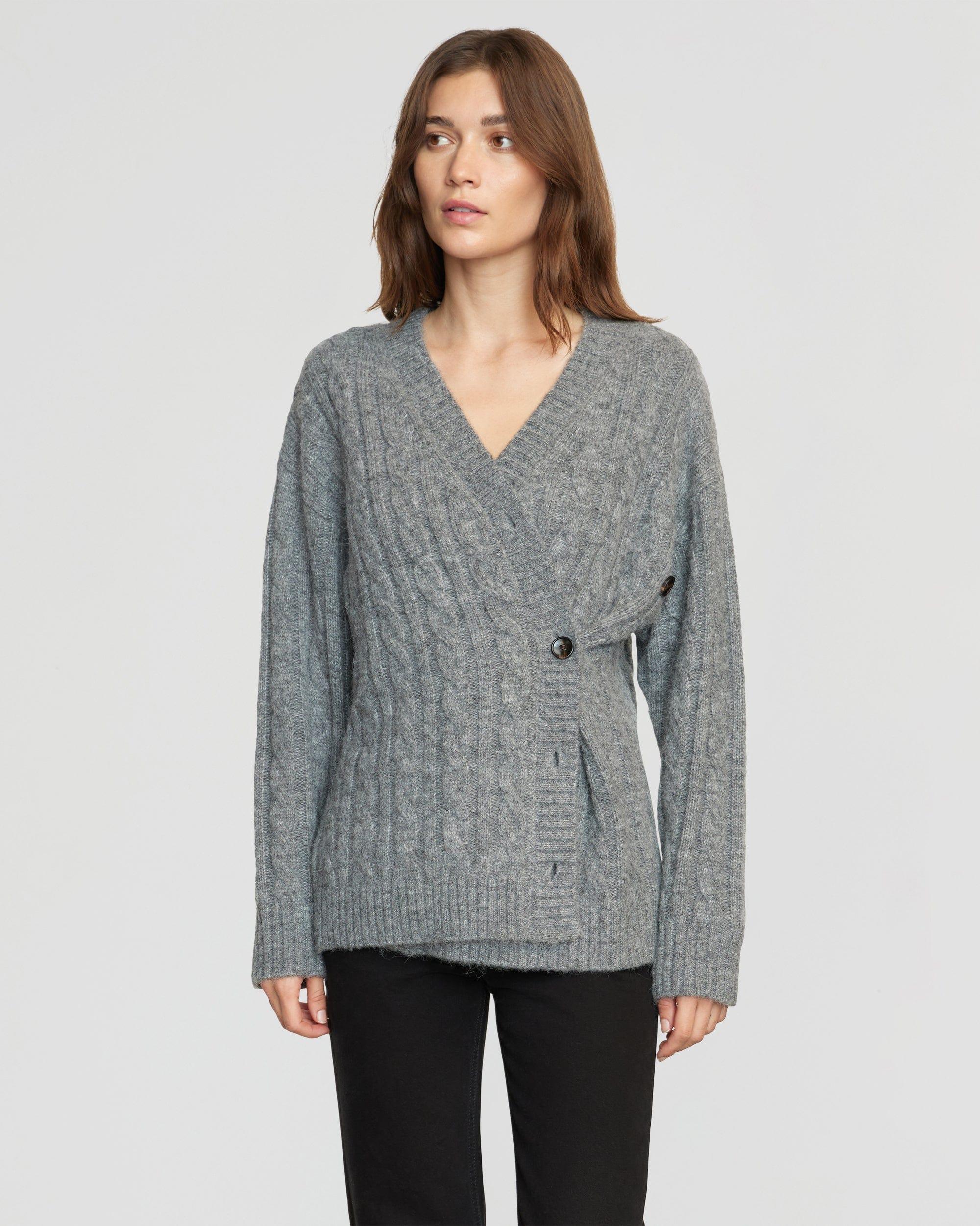 Hikari Asymmetric Cable Knit Cardigan Product Image