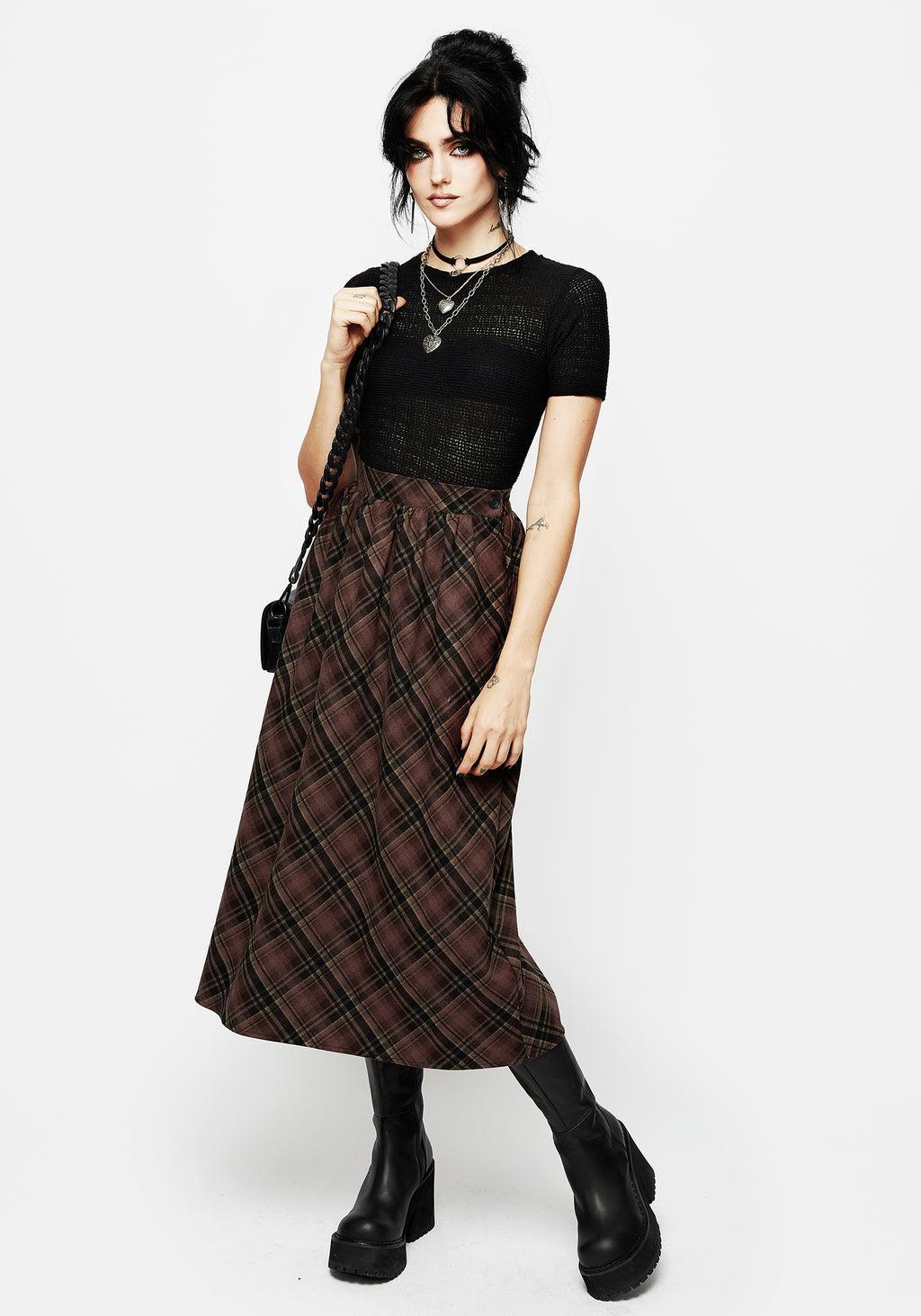 Hickory Check Midi Skirt Product Image