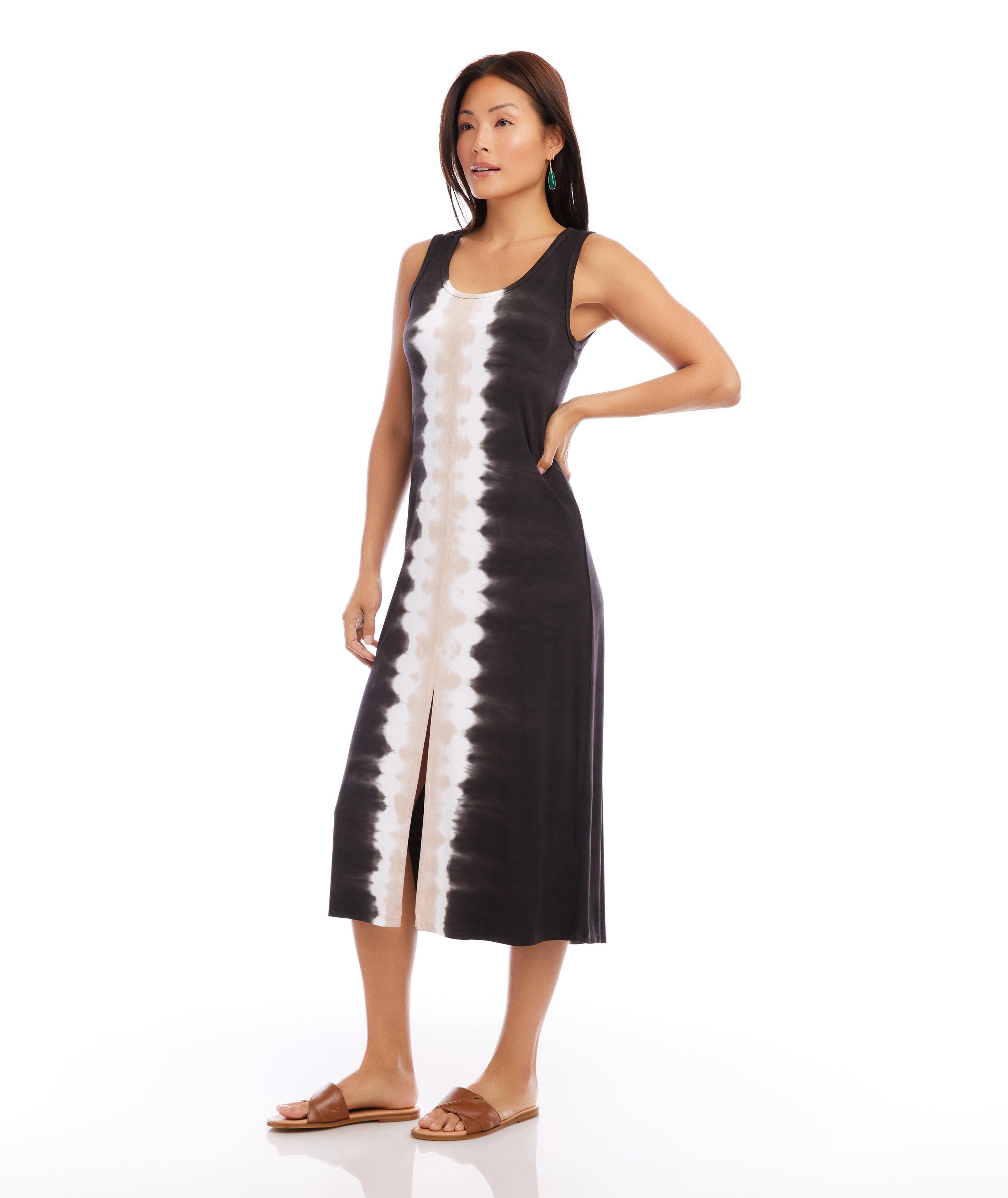 Karen Kane Tie Dye Scoop Neck Sleeveless Midi Dress Product Image