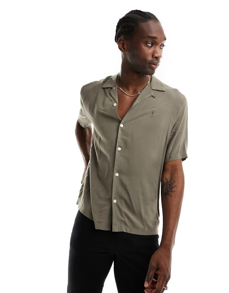 AllSaints Venice Short Sleeve Shirt (Jade Blue) Men's Clothing Product Image